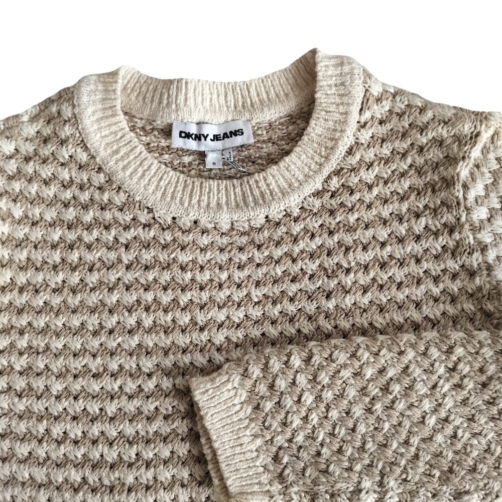 DKNY Jeans Cream and White Knit Sweater - Picture 6 of 9